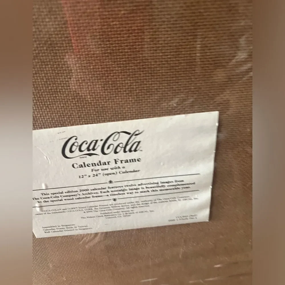 COCA-COLA VINTAGE 1999 Y2K SPECIAL EDITION YEAR 2000 CALENDAR IN FRAME 28”~NEW